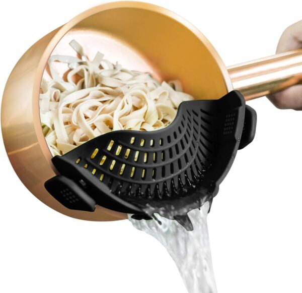 AUOON Clip On Strainer Silicone for All Pots and Pans, Pasta Strainer