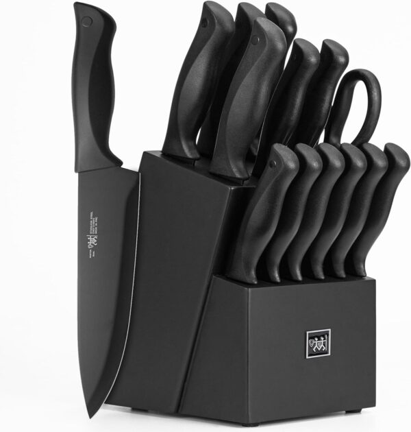 Knife Sets for Kitchen with Block, HUNTER.DUAL 15 Pcs Kitchen Knife Set