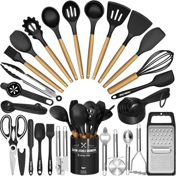 Kitchen Utensils Set- 34PCS Silicone Cooking Utensils with Holder,
