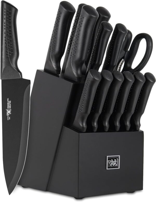 knife set, 15 Pcs Black knife sets for kitchen