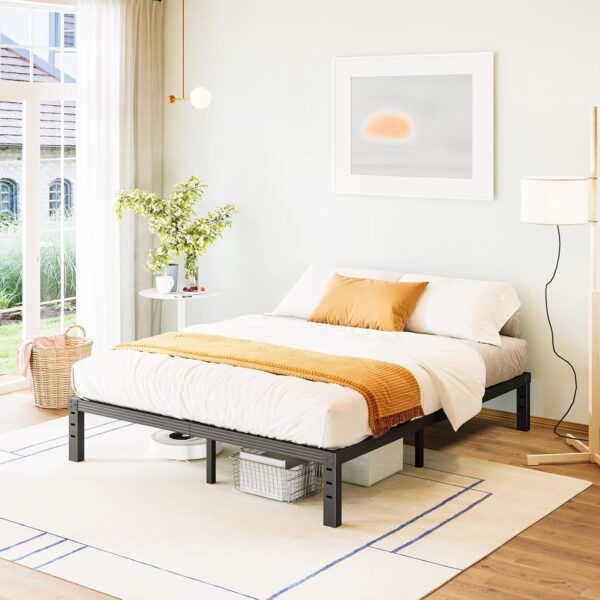 Bed-Frame-Full, 12 Inch Metal Platform Full-Size-Bed-Frame