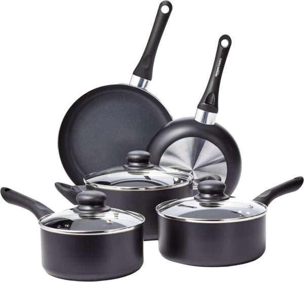 Amazon Basics Non Stick 8-Piece Kitchen Cookware Set