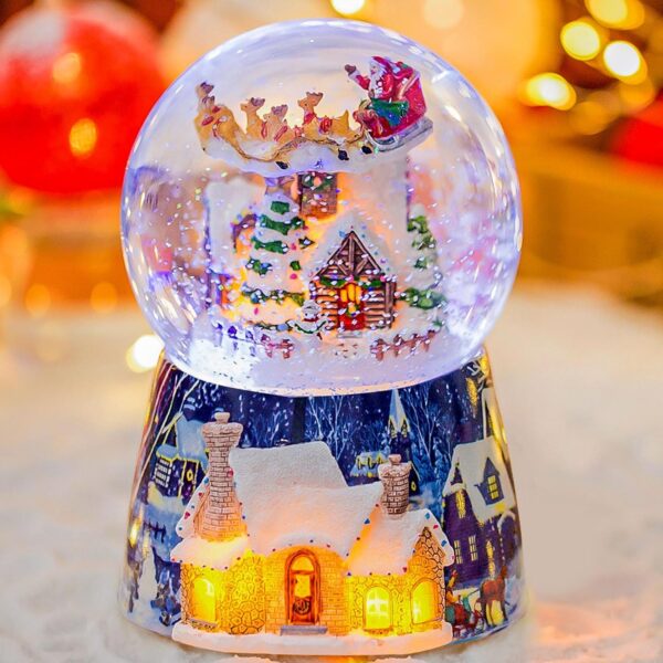 Christmas Music Box Snow Globe Gift, Musical Rotating