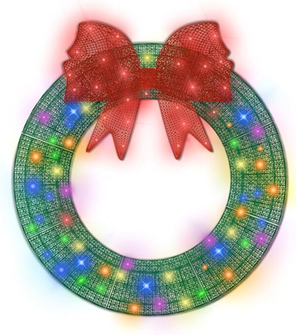 Outdoor 48 in Pre-lit Christmas Wreath, Large Green LED Christmas