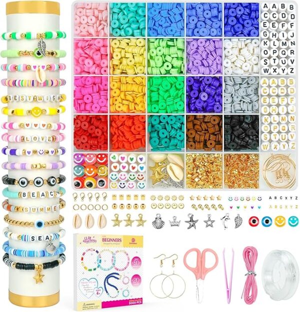 Dowsabel Clay Beads Bracelet Making Kit for Beginner, 5000 Pcs