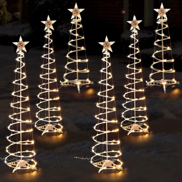 Macarrie 6 Pcs Spiral Christmas Tree Lights