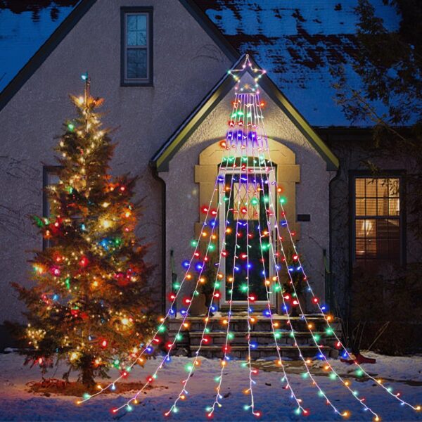 Christmas Decorations Star String Lights, 320 LED Waterfall Tree Lights