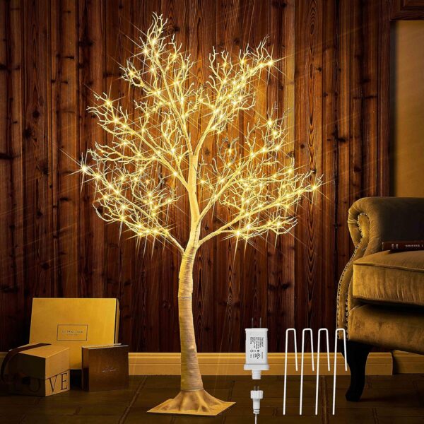 Hairui Lighted White Twig Tree with Fairy Lights 4FT 150 LED Lights