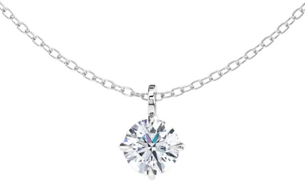 Womens 14k Gold Solitaire Lab Grown Diamond Necklace