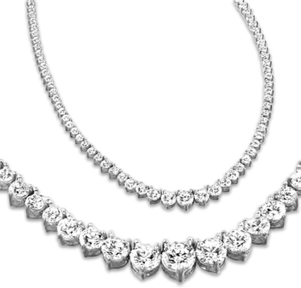 GROWN Round 14K White Gold 17 "Graduating and Straight Diamond