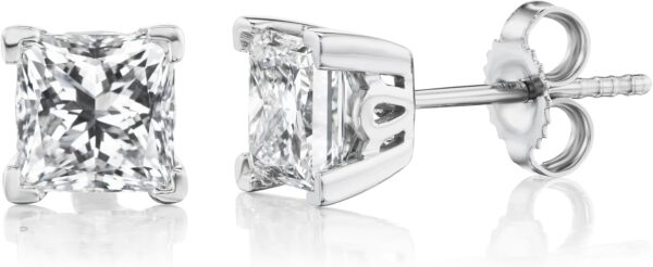 Princess Cut Lab Grown Diamond Square Stud Earrings for Women I 14k Gold