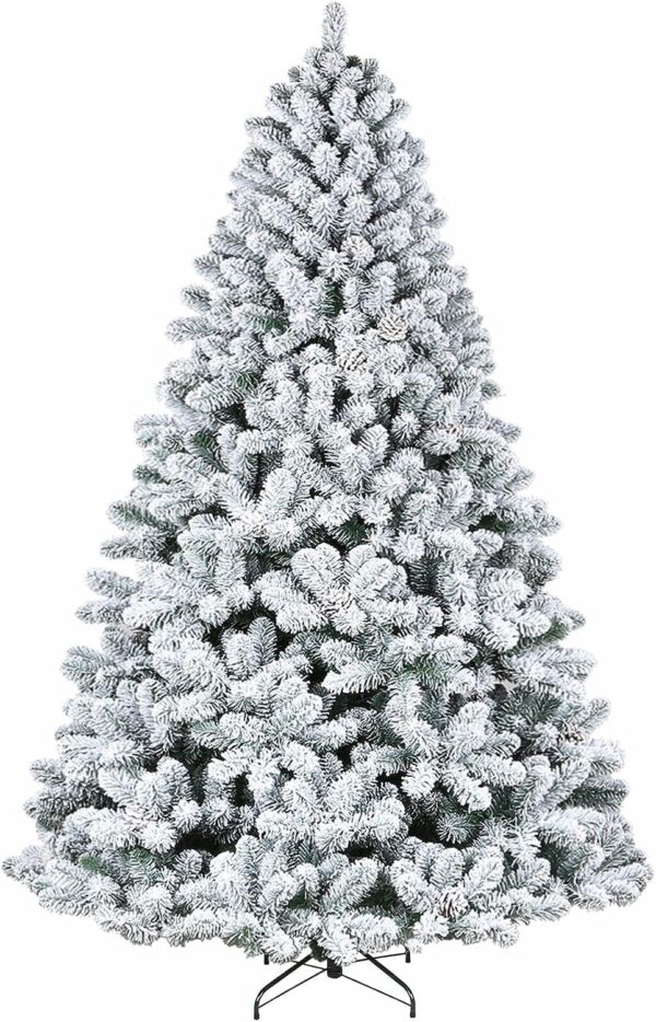 Hykolity 7.5 ft Snow Flocked Artificial Christmas Tree