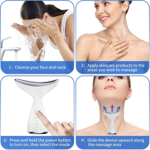 Face & Neck Massager | White - Red-Light-Therapy-for-Face