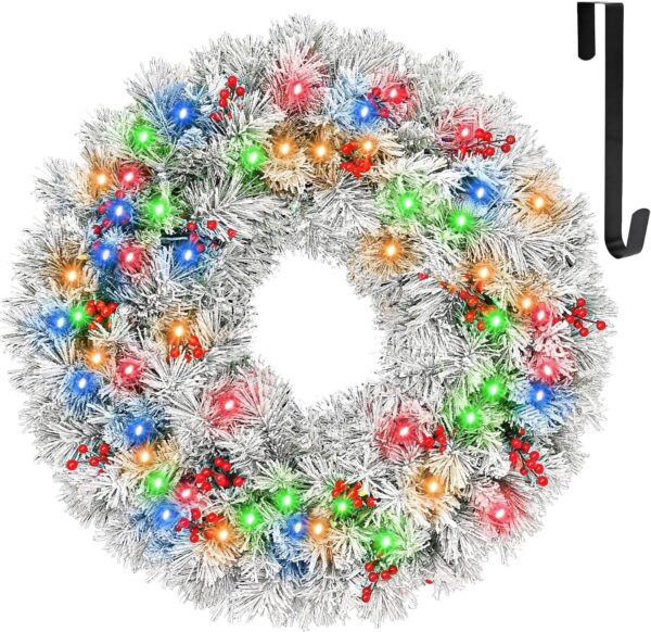 Hykolity 36 in. Lighted Flocked Artificial Christmas