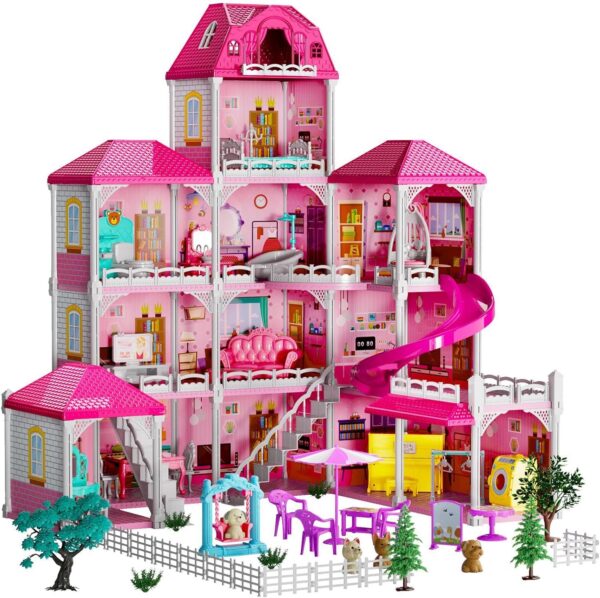 TEMI Villa Toys for 3 4 5 6 7 8 Years Old Girls - 4 Storeys 12 Rooms