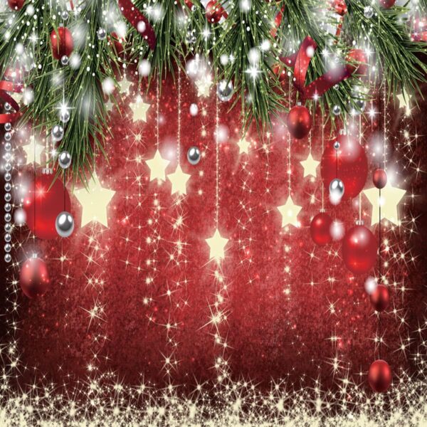 SJOLOON Christmas Backdrops Red Ball Theme Background