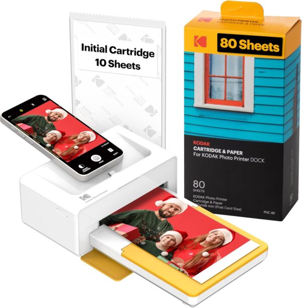 KODAK Dock Plus 4PASS Instant Photo Printer (4x6 inches) + 90 Sheets