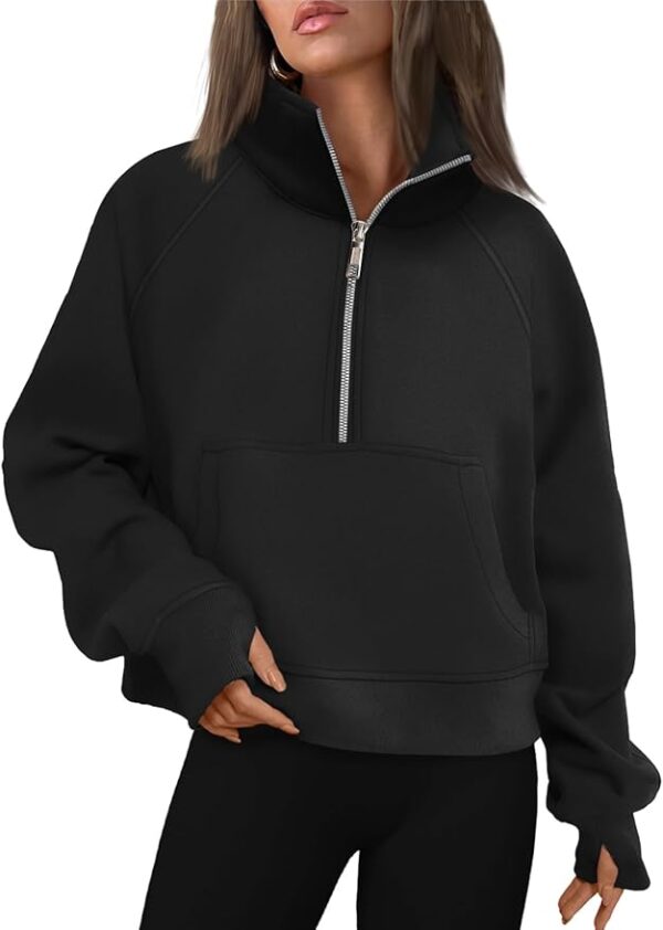 AUTOMET Womens Sweatshirts Half Zip Cropped Pullover Fleece Quarter Zipper