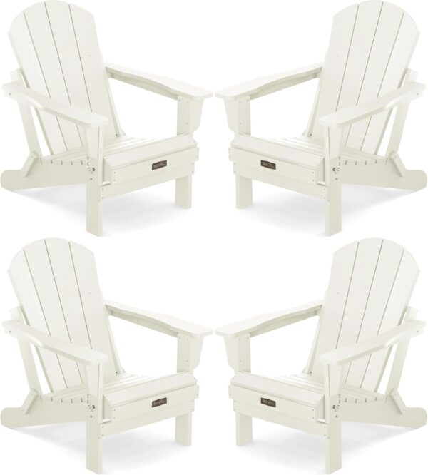 SERWALL Foldable Adirondack Chair Set of 4 for Patio