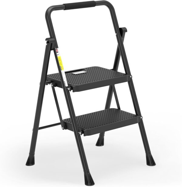 HBTower Step Ladder, Folding Step Stool with Wide Anti-Slip Pedal, Sturdy Steel Ladder