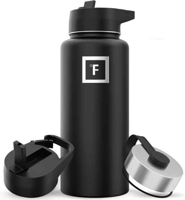 IRON °FLASK Camping & Hiking Hydration Flask with 3 Lids - Stainless Steel Water Bottle