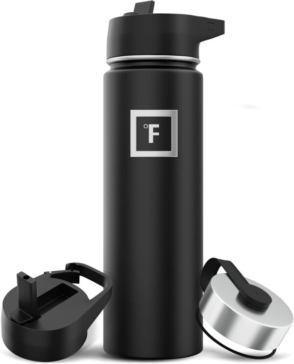 IRON °FLASK Camping & Hiking Hydration Flask with 3 Lids - Stainless Steel Water Bottle