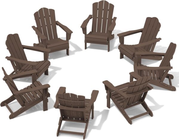 KINGYES Folding Adirondack Chair Set of 8, HDPE All-Weather