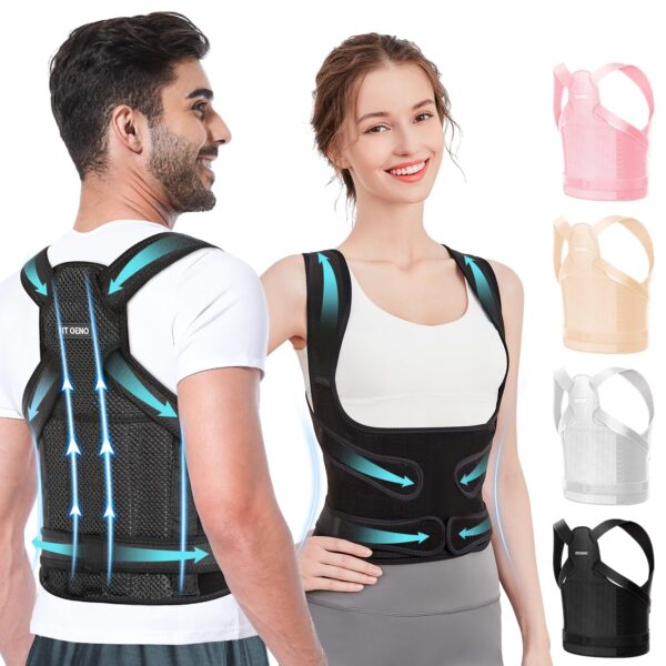 Fit Geno Back Brace Posture Corrector for Women and Men, Shoulder Straightener