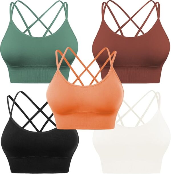 Sport Bras Padded Strappy Criss Cross Cropped Bras for Yoga Workout Fitness