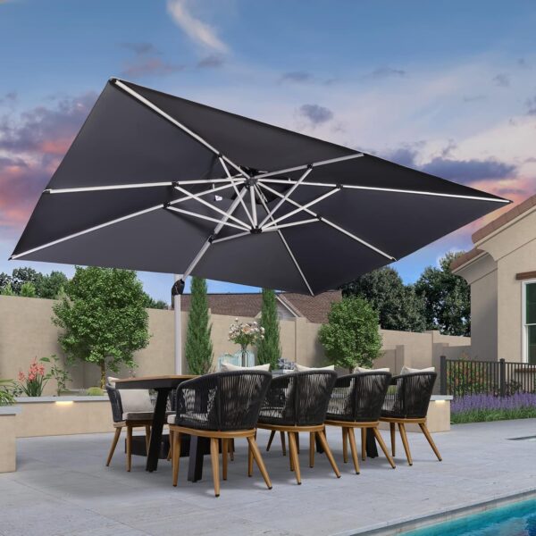 PURPLE LEAF 10' X 13' Patio Umbrella Outdoor Rectangle Umbrella Large Cantilever Umbrella