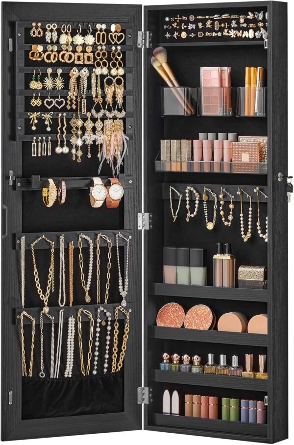 SONGMICS Mirror Jewelry Cabinet Armoire, Wall or Door Mounted Jewelry Storage