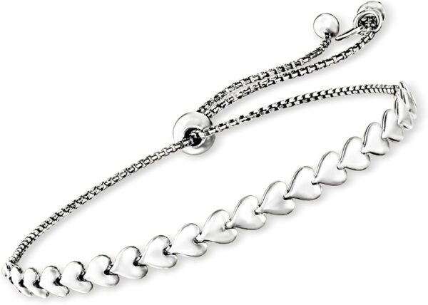 Ross-Simons Italian Sterling Silver Heart-Link Bolo Bracelet