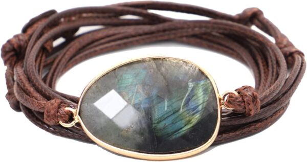 Plumiss Women Boho Handmade Natural Stone Crystal Leather Bead Wrap Bracelets Collection