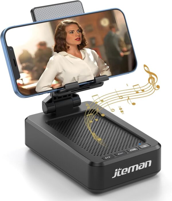 Cell Phone Stand with Wireless Bluetooth Speaker and Anti-Slip Base HD Surround Sound