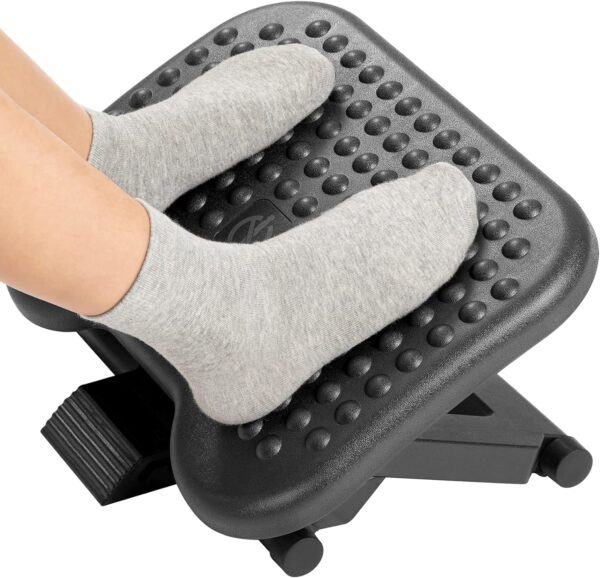 Foot Stool Under Desk with 3 Height Position & 30 Degree Tilt Angle Adjustment for Home, Office